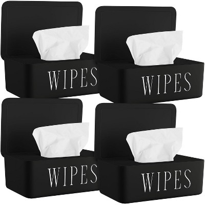 4 Pack Baby Wipes Dispenser Refillable with Lid, Toilet Wipes Container for Bathroom Tissue Paper Storage