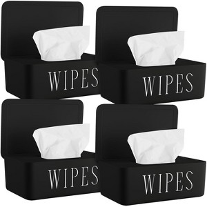 4 Pack Baby Wipes Dispenser Refillable with Lid, Toilet Wipes Container for Bathroom Tissue Paper Storage - 1 of 4