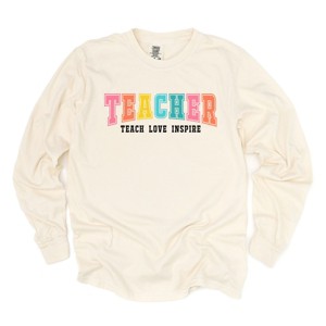 Simply Sage Market Teacher Bright Varsity Garment Dyed Long Sleeve - 1 of 4