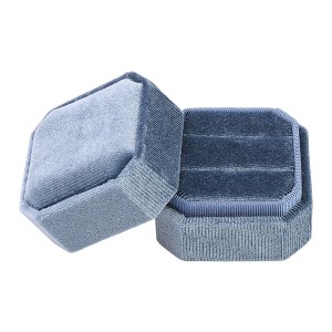 Unique Bargains Portable Double Slots Velvet Jewelry Ring Box for Proposal Engagement Wedding - 1 of 4