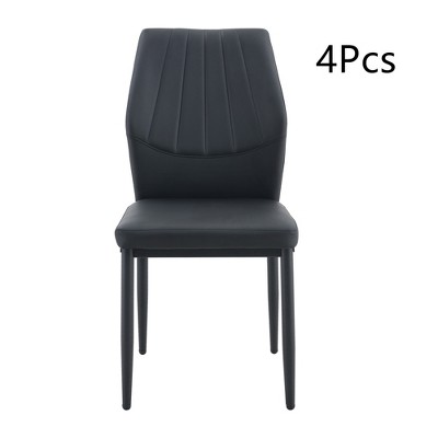 Anybear Set of 4 Dining Chairs with Shell pattern, 17x22.5x37", Black