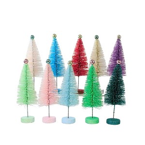 Cody Foster 7.0 Inch Pastel Bottle Brush Trees Set / 10 Decor Mantle Decorate Bottle Brush Trees - 1 of 4