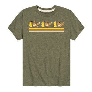Boys' - Pokémon - Pikachu Eevee Friends Retro Stripe Short Sleeve Graphic T-Shirt - 1 of 4