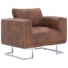 vidaXL Cube Armchair Brown Faux Suede Leather - 2 of 4