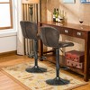 Costway Set of 4 Adjustable Retro Swivel Bar Stools W/ Backrest & Footrest Brown - 3 of 4