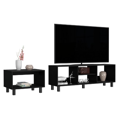 Carter Black Manufactured Wood TV Stand and Coffee Table Set