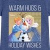 Girls' - Frozen 2 - Elsa Anna and Olaf Warm Hugs Holiday Wishes Fitted Short Sleeve Graphic T-Shirt - 2 of 4