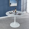 Dolonm 42.1"White Tulip Table for 4-6 people With Round Mdf Table Top, Pedestal Dining Table, End Table Leisure Coffee Table - 4 of 4