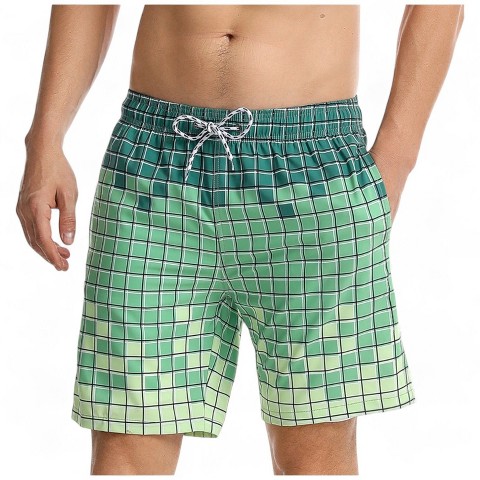 Anna-Kaci Swim Anna-Kaci Men's Swim Shorts with Adjustable Drawstring Waistband Quick-Dry Fabric - Small, Green