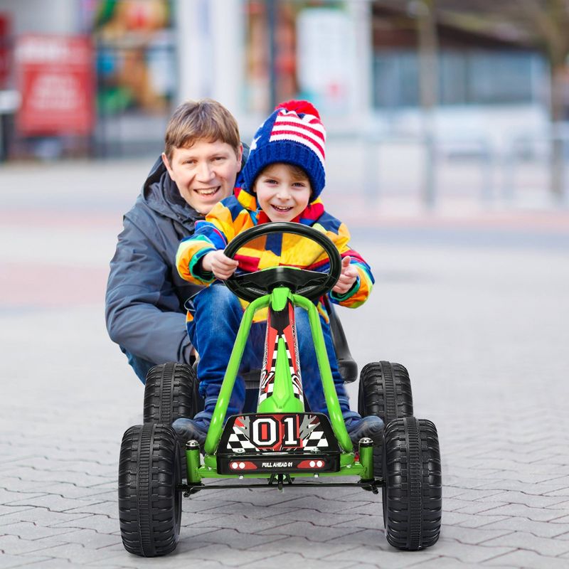 Costway Kids Pedal Go Kart 4 Wheel Ride On Toys w/ Adjustable Seat & Handbrake, 5 of 11