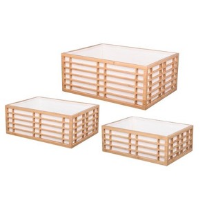 WeThinkStorage Set of 3 Home Storage Organizer Bamboo Bin Ivory - 1 of 4