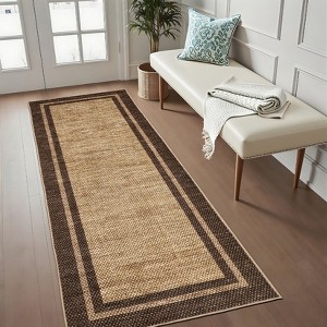 Modern Bordered Area Rug Washable Rug for Living Room - 1 of 4