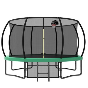 VisioGear Trampolines, Trampoline with Safety Enclosure Net, Trampoline with Basketball Hoop, Green, 144.09"*144.09"*107.87" - 1 of 4