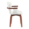 Mid-Century Modern Bentwood Swivel Dining Chairs (Set of 2) – Heat-Pressed PU Leather Accent Chairs in White - 3 of 4