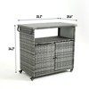 Gulches Outdoor Wicker Bar Cart - Rolling Rattan Beverage Serving Cart with Glass Top, Light Brown - 2 of 4