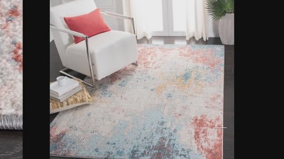 Abstract Elegance 54" Round Gray Synthetic Area Rug