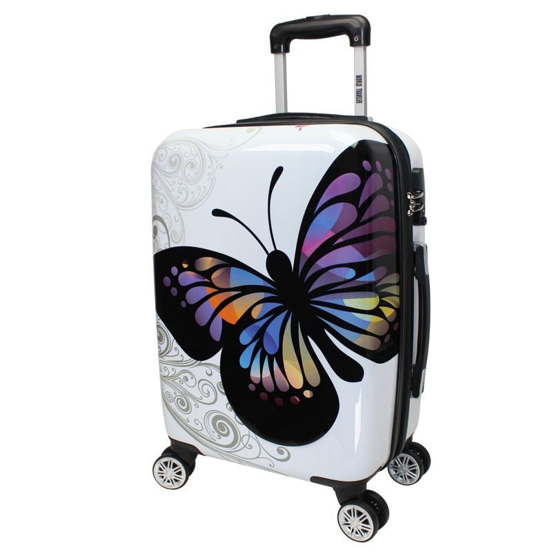 World Traveler Butterfly 20-Inch Carry-On Hardside Expandable Spinner Luggage, 1 of 6