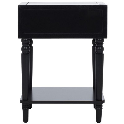 Siobhan Black Pine Wood End Table with Storage