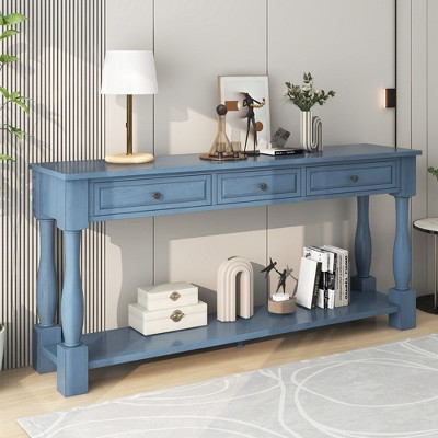 NicBex 3 Drawer Console Table with 1 Open Bottom Shelf,Entryway Table with Black Round Deco Knobs,Modern Couch Table for Living Room