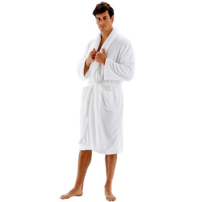 Gray Small Shawl Collar Fleece Bathrobe with Pockets