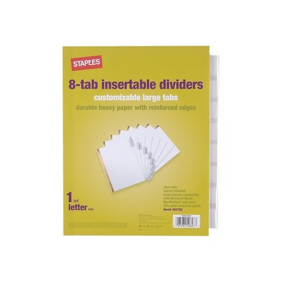 Staples Big Tab Insertable Paper Dividers 8-Tab Clear (18935/11124) 462762