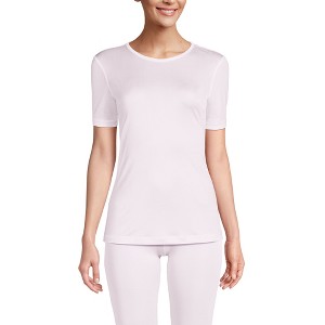 Lands' End Womens' Silk Interlock Short Sleeve Crewneck Long Underwear Thermal Baselayer Top - 1 of 3