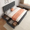 Full/Queen/King Size Bed Frame with 4 Storage Drawers and Headboard, Platform Bed Frame with Wooden Slats Support - 2 of 4