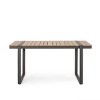 62'' Rectangle Wooden Slat Tabletop Outdoor Dining Table for 4,Aluminum Frame Backyard Garden Dining Table,Rectangular Patio Table-Coolbibila - 3 of 4