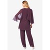 Roaman's Women's Plus Size Embellished Capelet Pant Set - 3 of 4