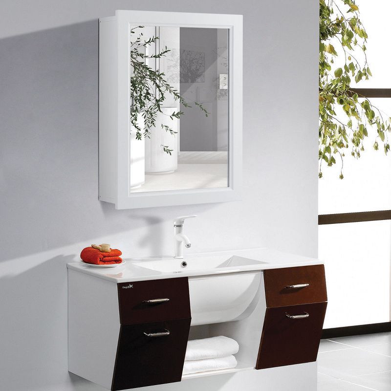 Costway Bathroom Mirror Cabinet Wall Mounted Kitchen Medicine Storage Adjustable Shelf, 2 of 11