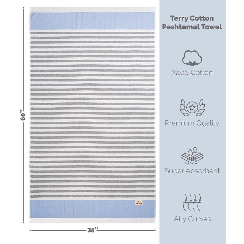 American Soft Linen Turkish Peshtemal Beach Towel, 100% Cotton Peshtemal Towels for Beach and Pool, 5 of 10