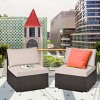 Costway 2PCS Patio Rattan Armless Sofa Sectional Furniture W/Cushion - 2 of 4