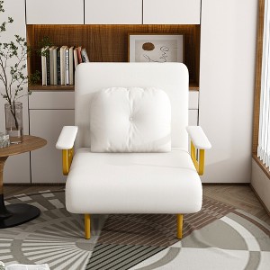 GDFStudio Lucy Modern Foldable Convertible Linen Upholstered Chair Bed with Adjustable Backrest and Pillow - 1 of 4