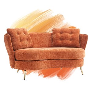 TiramisuBest Polyester fiber Loveseat Sofa Chair Upholstered Couch with Golden Metal Legs Club Two-Seat Sofa for Living Reading Room Bedroom - 1 of 4