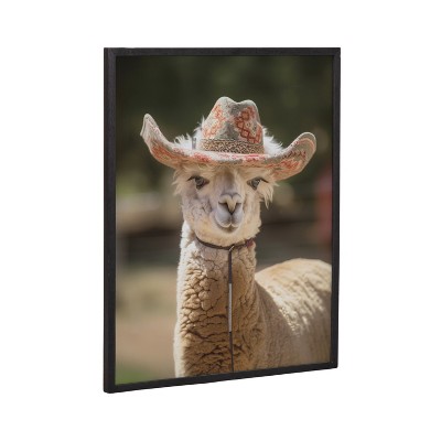 Kate & Laurel All Things Decor 16"x20" Gallery Boho Llama Alpaca Western Cowgirl Hat Print by The Creative Bunch Studio Black