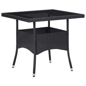 vidaXL Patio Dining Table, Black Poly Rattan and Glass - 1 of 4
