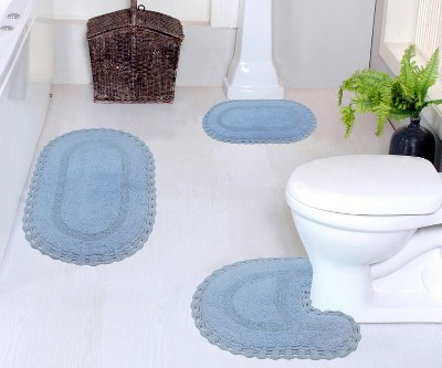 Hampton Crochet Collection Cotton Reversible Tufted Set of 3 Bath Rug Set - Home Weavers