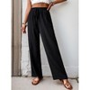Womens Pants High Waist Wide Leg Lounge Pants with Elastic Waistband and Pockets - 3 of 4