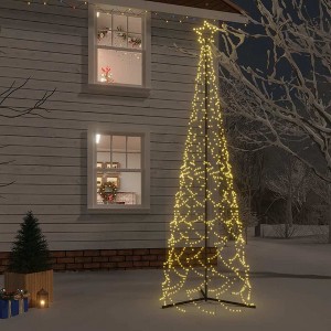 Christmas Cone Tree Warm white Powder-coated steel 3 x 10 ft - 1 of 4