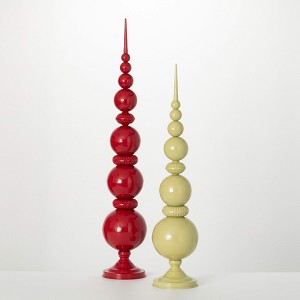 32"H & 38.5"H Sullivans Christmas Red & Green Finial Figurines Set of 2 Indoor Christmas Decor - 1 of 3