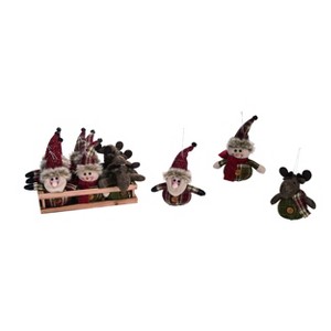 Transpac Fabric 11 in. Multicolor Christmas Plush Traditional Ornaments Set of 12 - 1 of 2