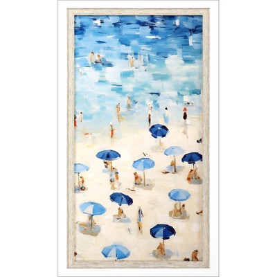 HomeRoots Aerial Beach View White Framed Wall Art