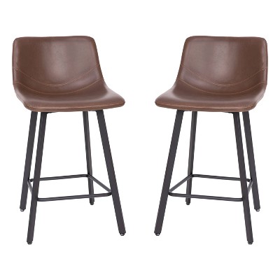 Taylor & Logan Set of 2 Brandy Modern Upholstered Bucket Seat Counter Height Barstools