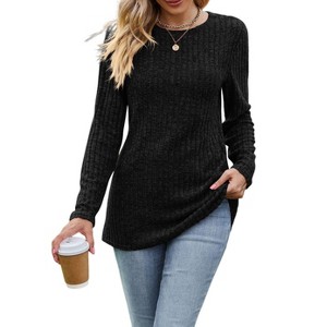 Long Sleeve Shirts for Women Crew Neck Fall Tops Lightweight Dressy Tunic Sweaters Fashion Clothes 2025 S-2XL - 1 of 4