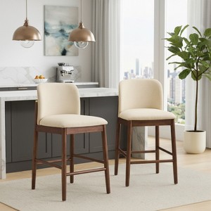 Christopher Knight Home Drea Modern Rubberwood Upholstered Counter Stools (Set of 2) - 1 of 4