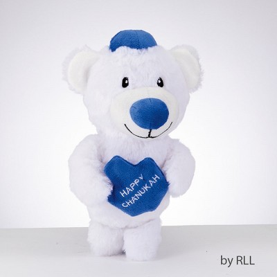 white and blue teddy bear