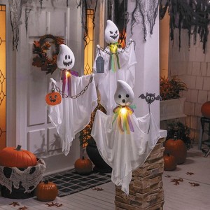Morris Costumes 27 1/2" Hanging White Ghosts Halloween Decoration - Set of 3 - 1 of 2