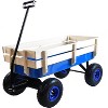 Acekool Steel Garden Cart 176 lbs Capacity, All-Terrain Wagon with Wood Side Panels, 10" Air Tires, Foldable Handle, for Yard Farm Orchard, Blue - 3 of 4