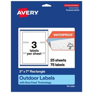 Avery Outdoor Waterproof Labels, 3" x 7" Rectangle - 1 of 4
