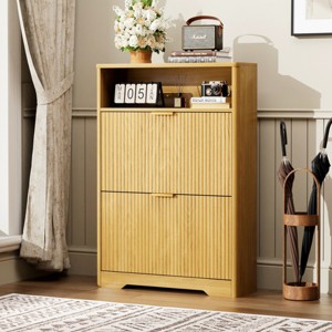 31.6" Shoe Storage Cabinet with Flip Drawers and Adjustable Shelves, Modern Entryway Organizer for 16-20 Pairs-3irtyhousy - 1 of 4